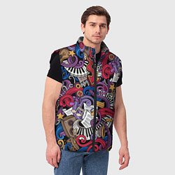 Мужской жилет Music collage, цвет: 3D-черный — фото 2