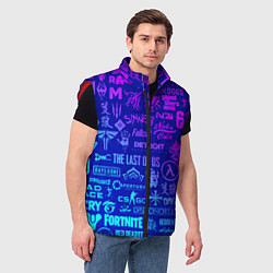 Мужской жилет Неоновые геймерские лого, цвет: 3D-красный — фото 2