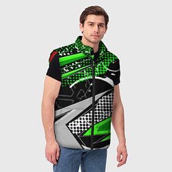 Мужской жилет Black and green corners, цвет: 3D-красный — фото 2
