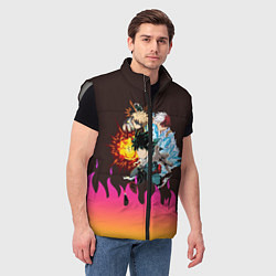 Мужской жилет MY HERO ACADEMIA разноцветное пламя, цвет: 3D-светло-серый — фото 2