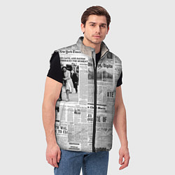 Мужской жилет Газета Newspaper, цвет: 3D-черный — фото 2