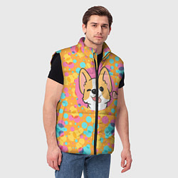Мужской жилет Милый корги, цвет: 3D-черный — фото 2