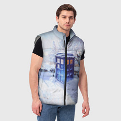 Мужской жилет ТАРДИС В СНЕГУ, цвет: 3D-светло-серый — фото 2