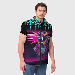 Мужской жилет НЕОНОВЫЙ ГОНЩИК, цвет: 3D-черный — фото 2