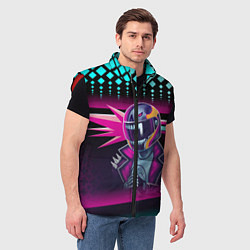 Мужской жилет НЕОНОВЫЙ ГОНЩИК, цвет: 3D-красный — фото 2