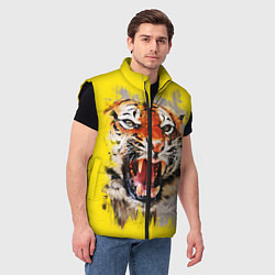 Мужской жилет Оскал тигра, цвет: 3D-черный — фото 2