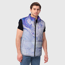Мужской жилет Разводы сиреневой краской, цвет: 3D-черный — фото 2