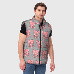 Мужской жилет РОЗОВЫЕ СЛОНИКИ ПАТТЕРН, цвет: 3D-светло-серый — фото 2