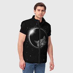 Мужской жилет Кот в Космосе, цвет: 3D-черный — фото 2