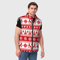 Мужской жилет Новый Год Олени и снежинки, цвет: 3D-светло-серый — фото 2