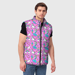 Мужской жилет Единороги и пончики, цвет: 3D-черный — фото 2