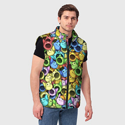 Мужской жилет Цветные Поп Котики, цвет: 3D-черный — фото 2