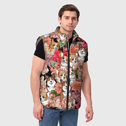 Мужской жилет Корги & Цветы, цвет: 3D-светло-серый — фото 2