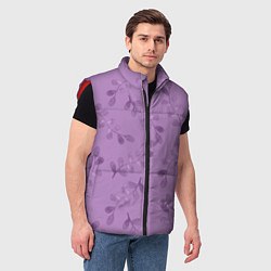 Мужской жилет Листья на фиолетовом фоне, цвет: 3D-красный — фото 2