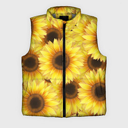 Мужской жилет Подсолнухи в поле, цвет: 3D-светло-серый