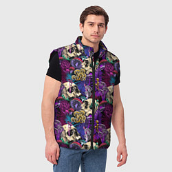 Мужской жилет Психоделика - черепа и грибы, цвет: 3D-черный — фото 2