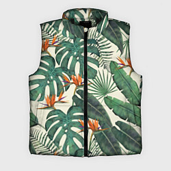 Мужской жилет Тропический паттерн, цвет: 3D-черный