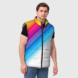Мужской жилет РАДУЖНЫЕ ПОЛОСЫ RAINBOW Z, цвет: 3D-светло-серый — фото 2