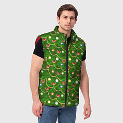 Мужской жилет Новогодняя Ёлка с Игрушками, цвет: 3D-красный — фото 2