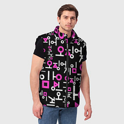 Мужской жилет Игра в кальмара лого узор, цвет: 3D-черный — фото 2