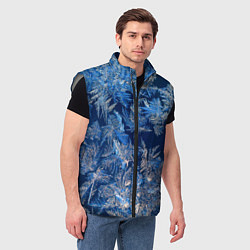 Мужской жилет Снежинки макро snowflakes macro, цвет: 3D-светло-серый — фото 2