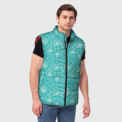 Мужской жилет Хохломские узоры Бирюза, цвет: 3D-красный — фото 2