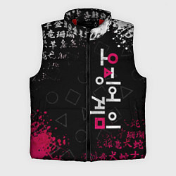 Мужской жилет ИГРА В КАЛЬМАРА БРЫЗГИ КРАСОК ИЕРОГЛИФЫ, цвет: 3D-красный