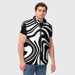 Мужской жилет Черно-белые полосы Black and white stripes, цвет: 3D-светло-серый — фото 2