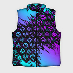 Мужской жилет GENSHIN NEON PATTERN SYMBOL НЕОН ЭМБЛЕМЫ, цвет: 3D-черный
