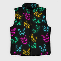 Мужской жилет НЕОНОВЫЕ КОТИКИ NEON FACES CATS, цвет: 3D-черный
