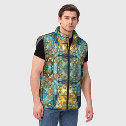 Мужской жилет Коллекция Фрактальная мозаика Желто-голубой, цвет: 3D-светло-серый — фото 2