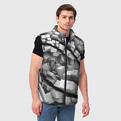 Мужской жилет Геометрическая объёмная абстракция, цвет: 3D-черный — фото 2