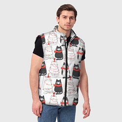 Мужской жилет НОВОГОДНИЕ КОТИКИ 2022, цвет: 3D-черный — фото 2