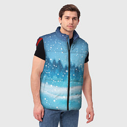 Мужской жилет ЗИМНИЙ ЛЕС WINTER FOREST, цвет: 3D-красный — фото 2