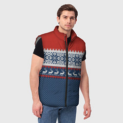 Мужской жилет НОВОГОДНИЙ УЗОР С ОЛЕНЯМИ, цвет: 3D-светло-серый — фото 2