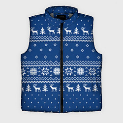 Мужской жилет СИНИЙ СВИТЕР С ОЛЕНЯМИ, НОВЫЙ ГОД 2022, цвет: 3D-светло-серый