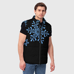 Мужской жилет Минималистичные Снежинки, цвет: 3D-черный — фото 2