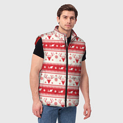 Мужской жилет Новогодний орнамент с Оленями, цвет: 3D-красный — фото 2