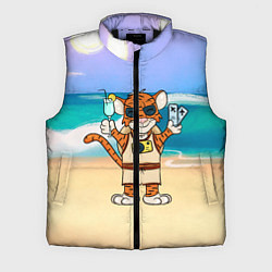 Мужской жилет Тигр в отпуске на новый год на море, цвет: 3D-черный