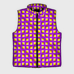 Мужской жилет Фиолетовый Фон с Желтыми Квадратами Иллюзия Движен