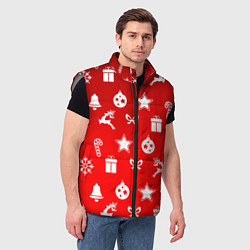 Мужской жилет Новогодний узор красный градиент, цвет: 3D-светло-серый — фото 2