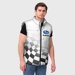 Мужской жилет Subaru, Субару Спорт, Финишный флаг, цвет: 3D-светло-серый — фото 2