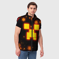 Мужской жилет НОВОГОДНИЙ ОГНЕННЫЙ КРИПЕР CREEPER FIRE, цвет: 3D-красный — фото 2