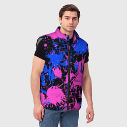 Мужской жилет НЕОНОВЫЕ БРЫЗГИ КРАСОК, ЯРКИЕ КРАСКИ, цвет: 3D-светло-серый — фото 2