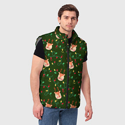 Мужской жилет НОВОГОДНИЙ ОЛЕНЬ GREEN, цвет: 3D-светло-серый — фото 2