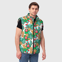 Мужской жилет Новогодние печеньки, цвет: 3D-светло-серый — фото 2