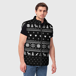 Мужской жилет НОВОГОДНИЙ СВИТЕР UNDERTALE SANS ЧЁРНЫЙ, цвет: 3D-светло-серый — фото 2