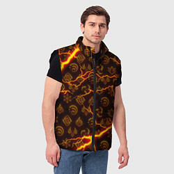 Мужской жилет ОГНЕННЫЕ МОЛНИИ ГЕНШИН ИМПАКТ ОГОНЬ, цвет: 3D-черный — фото 2