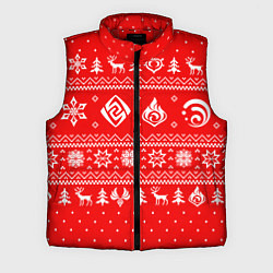 Мужской жилет НОВОГОДНИЙ СВИТЕР GENSHIN IMPACT КРАСНЫЙ, цвет: 3D-красный