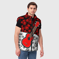 Мужской жилет Гитара Розы Контраст, цвет: 3D-красный — фото 2